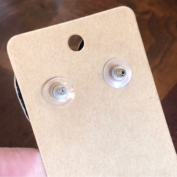 Vintage 80s silver plated large design pierced earrings - Picture 7 of 8